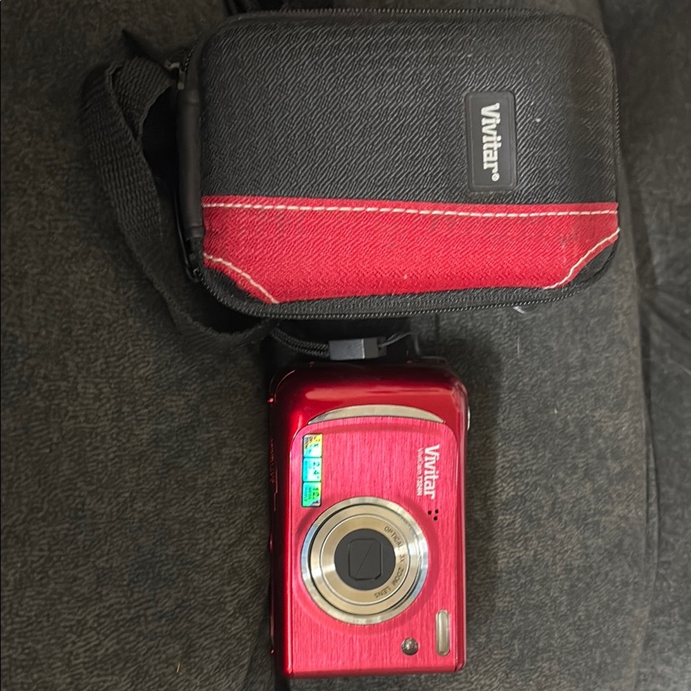 Red Digital Camera with Case